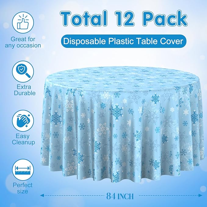 12 Pcs Christmas Snowflake Plastic Party Tablecloth Decorations, Disposable - Image 2