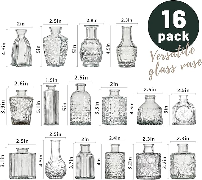 Glass Bud Vase Set of 16 Pcs Small Minimalist Vases - Image 6