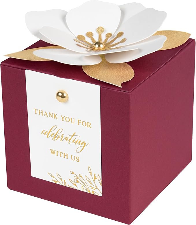 FEIYI 20 PCS Burgundy Gift Boxes, 3 In 1 Favor Boxes by FEIYI