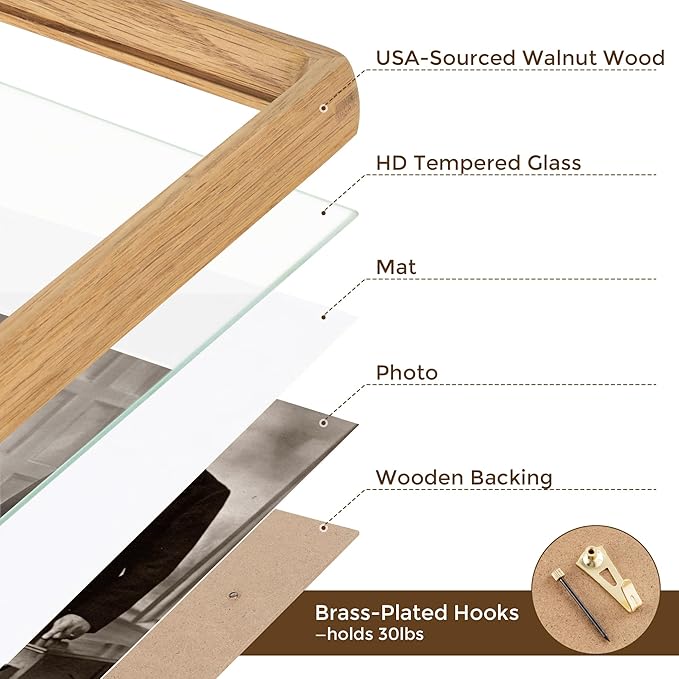 5x7 Wooden Picture Frames USA-Sourced Natural Oak Wood Solid Wood Photo Frame - Image 5