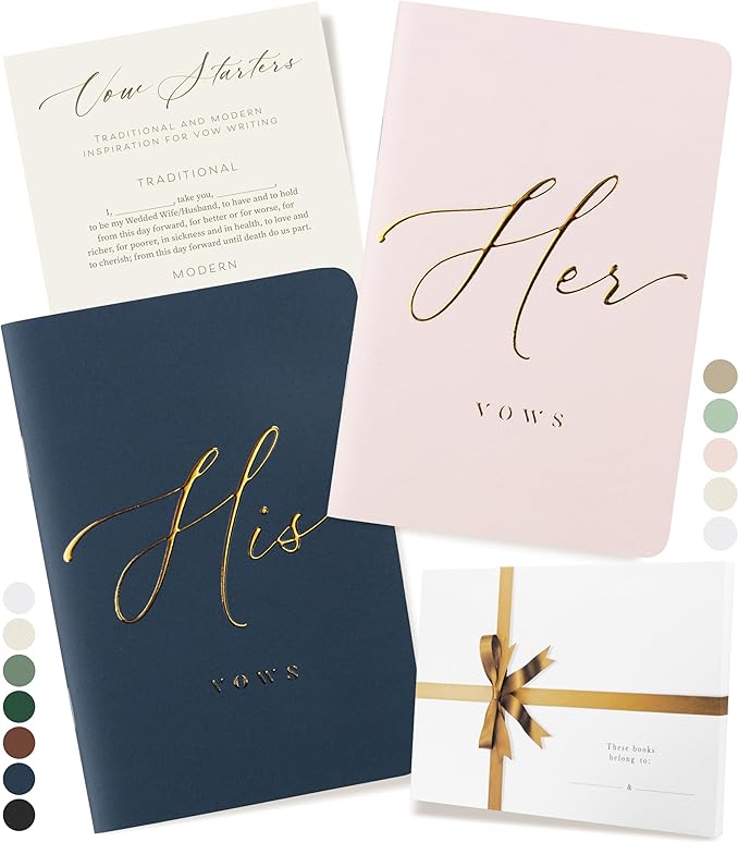 ARTESORI Wedding Vow Book for Her & Him, Soft Touch, 28 Lined Pages, Wedding by Artesori