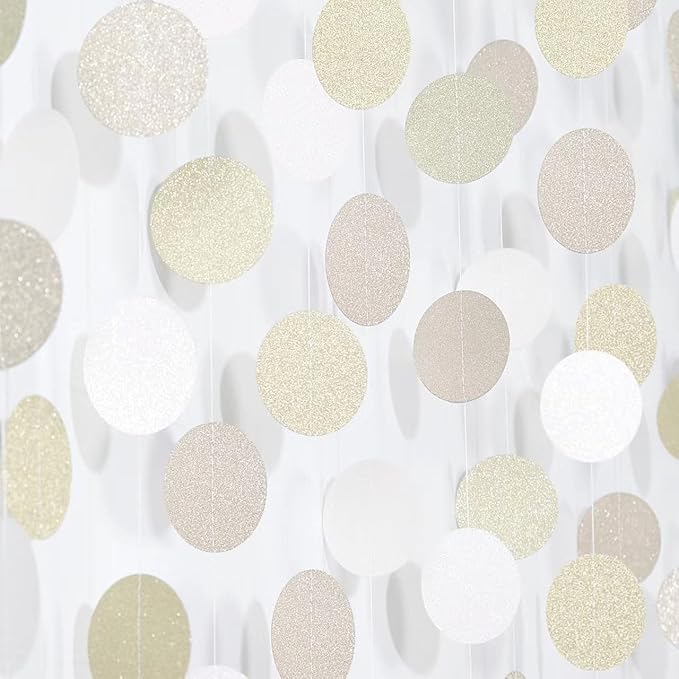 Champagne Gold White Party-Decorations Streamers - 52Ft Hanging Birthday Paper by Hugtmr