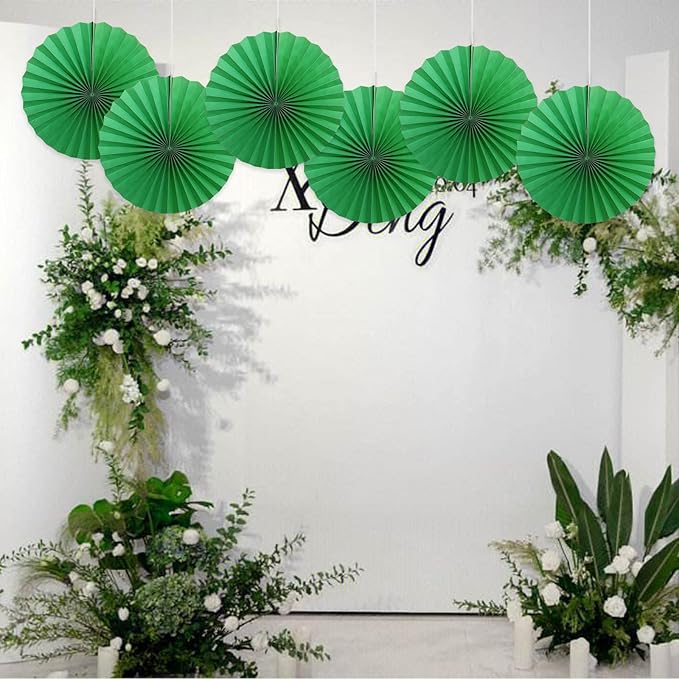 Green Party Decorations, Tennis Party Decorations Party Paper Fans Bulk 16in - Image 4