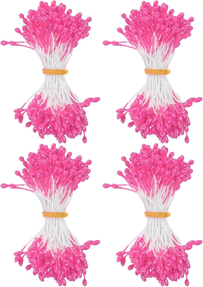 600-Pack Flower Stamens for Crafts, 5mm Double Heads Artificial Pearl Floral by MMETERXITY