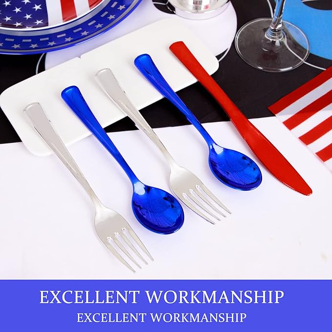 NOCCUR 180PCS Independence Day Silverware - Image 3