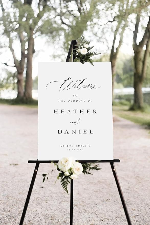 Elegant Minimalist Wedding Welcome Sign by Custom