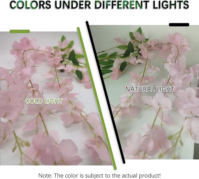 24 Pack Pink Wisteria Hanging Flowers Garland, 3.77 Feet Artificial Flower Vines - Image 5