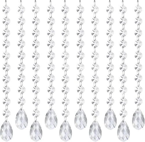 10 PCS Crystal Garland Strands, 33ft Hanging Crystal Strings by Tisspoms