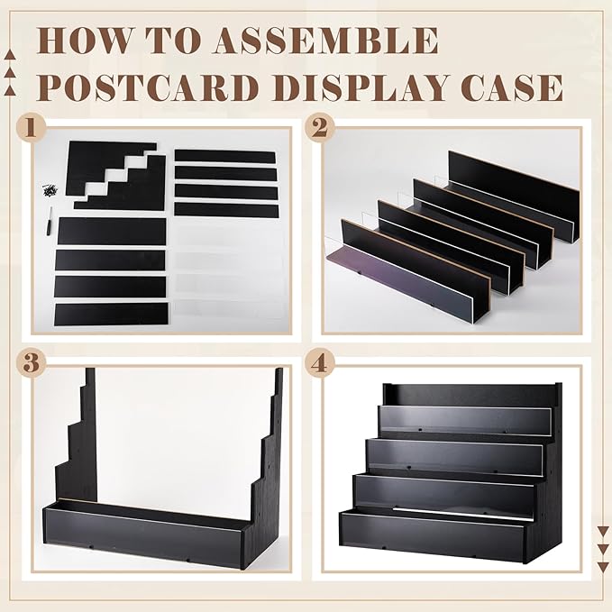 4 Tier Greeting Card Display Stand Black Bamboo and Acrylic Sticker Display - Image 3