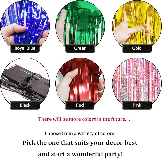 4 Pack Royal Blue Total 40 Feet Foil Fringe Garland Metallic Tinsel Banner Wall - Image 3