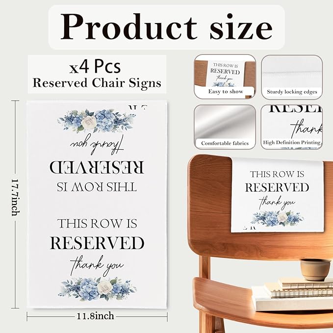 Reserved Seating Chair Signs, This Row Is Reserved Pew Cloths Seating - Image 2