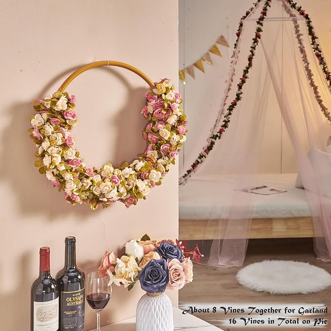 6 Pcs x 8.2 ft Flower Garland Artificial Rose Vine Flowers - Image 5