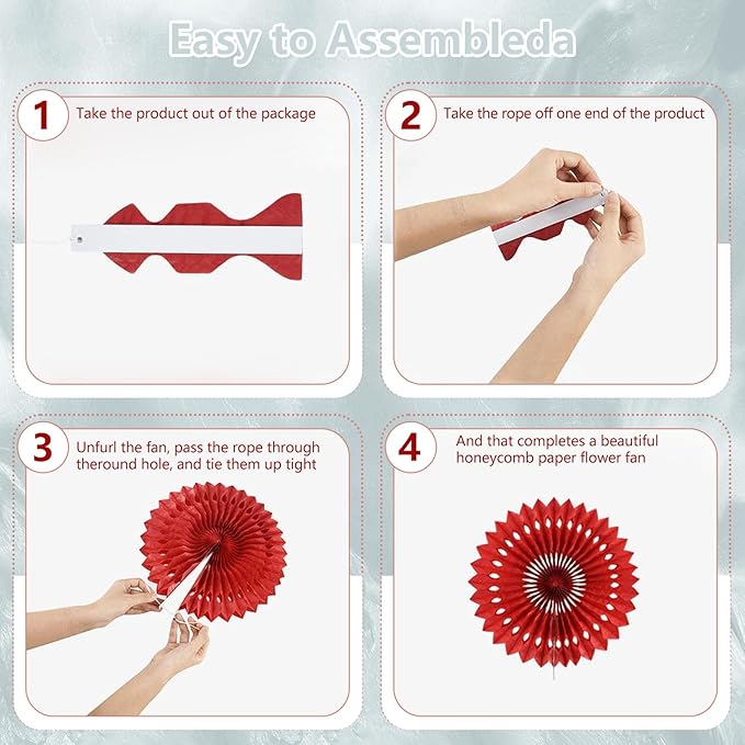 20 Pcs Gary Hanging Paper Fan, Hanging Honeycomb Round Paper Fans - Image 3