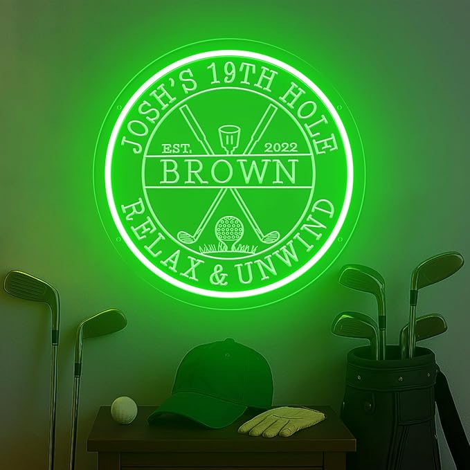 Custom LED 19th Hole Golf Neon Sign, Personalized Neon Name Signs - Image 2