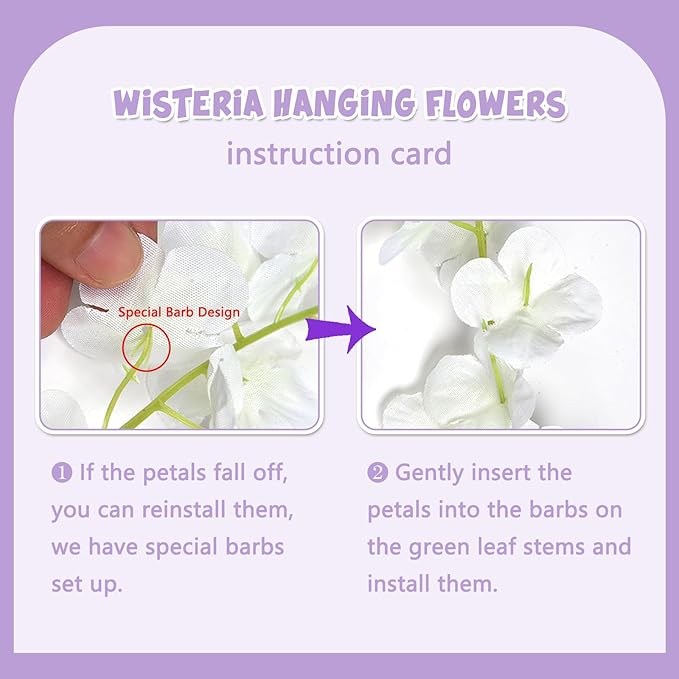 24 Pack Light Purple Wisteria Hanging Flowers Garland, 3.77 Feet Artificial - Image 4