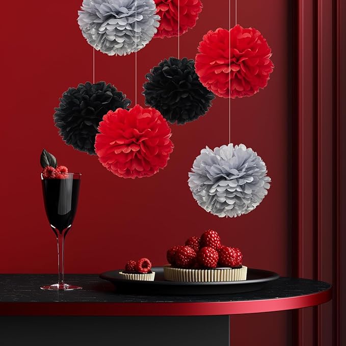 WEVEN Tissue Pom Poms Tissue Paper Flowers Tissue Fluff Balls Party Decorations - Image 3