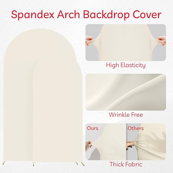 Set of 2 Arch Backdrop Cover Beige High Elastic Wrinkle-Resistant Arch Cover - Image 5