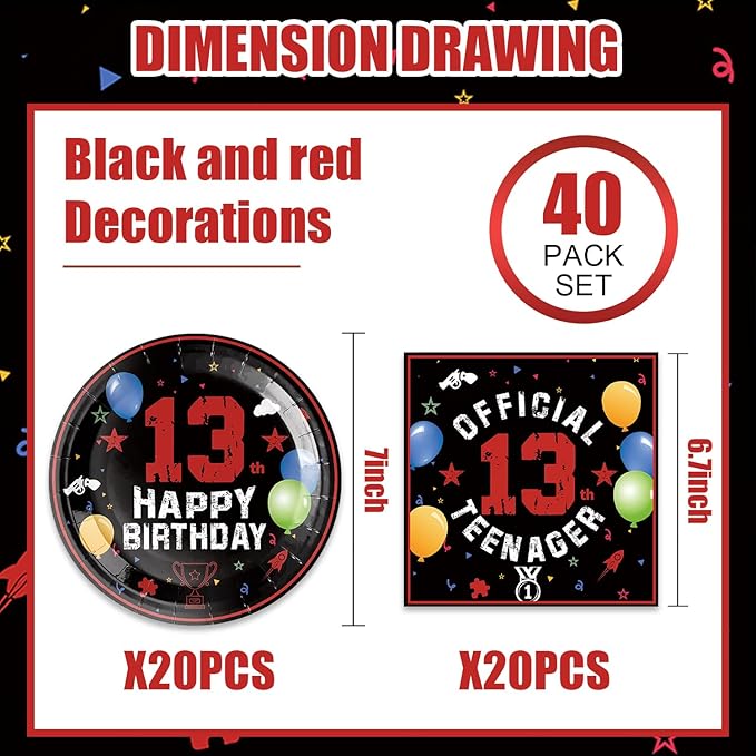 40Pcs 13th Birthday Decorations Officially a Teenager Party Decorations - Image 4