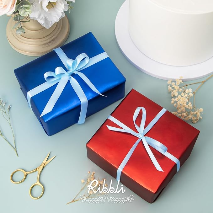 Ribbli Light Blue Satin Ribbon Double Faced Satin 1/2 Inch x Continuous 100 - Image 3