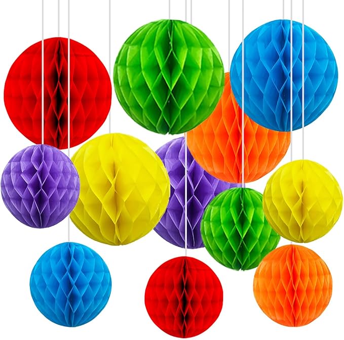 CC wonderland zone 12pcs Rainbow Paper Honeycomb Balls, Colourful Hanging by CC+wonderland+zone