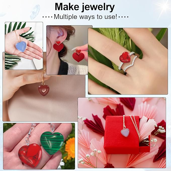 Rose Quartz Crystals, Virekm 20PCS Heart Healing Crystals Amethyst Heart Love - Image 4