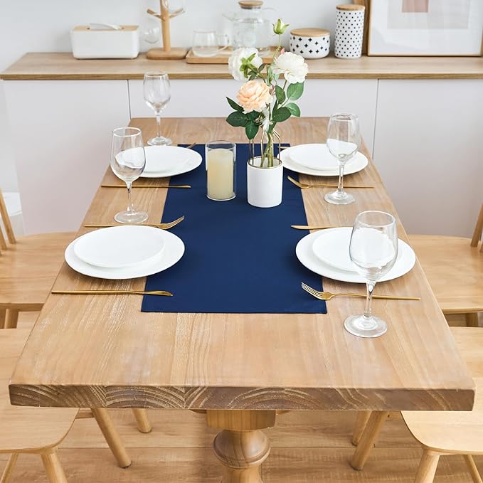2 Pack Navy Blue Small Short Table Runner 12 x 24 Inch Solid Color Runners - Image 3