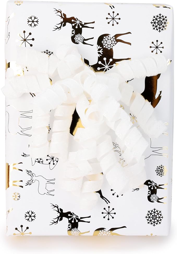6" Metallic Glitter White Self Adhesive Curly Ribbon Gift Wrap Bows - Image 6