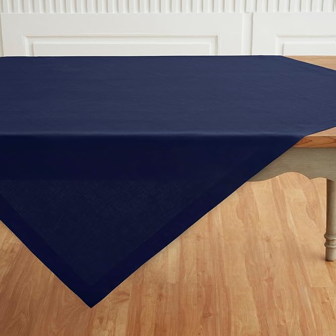 Solino Home Navy Blue Linen Tablecloth 52 x 52 Inch - Image 6