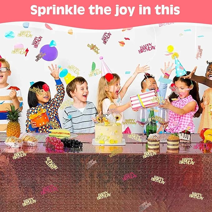 560 PCS Glitter Happy Birthday Confetti, Rose Gold Table Decorations, - Image 6