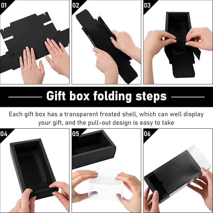 Roowest 50 Sets Kraft Gift Boxes Rectangle Kraft Paper Drawer Box - Image 4