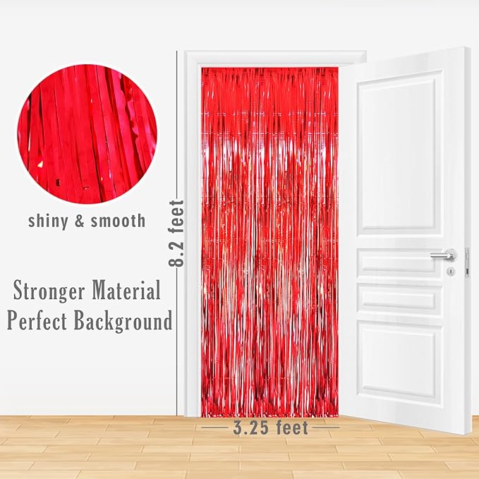 GOER 3.2 ft x 8.2 ft Metallic Tinsel Foil Fringe Curtains, Party Streamer - Image 2