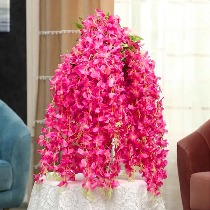12 Pack Fuchsia Wisteria Hanging Flowers Garland, 3.77 Feet Artificial Flower - Image 8