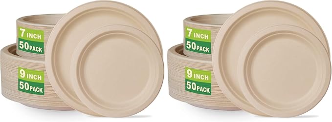 GreenWorks 7 inch and 9 inch Heavy-duty Compostable Plates by GreenWorks