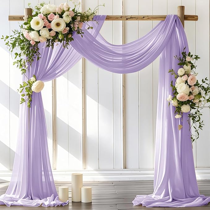 Wedding Arch Draping Fabric 1 Panel 30'' x 18FT Lilac Sheer Chiffon Arch Drapery by LINXTAR