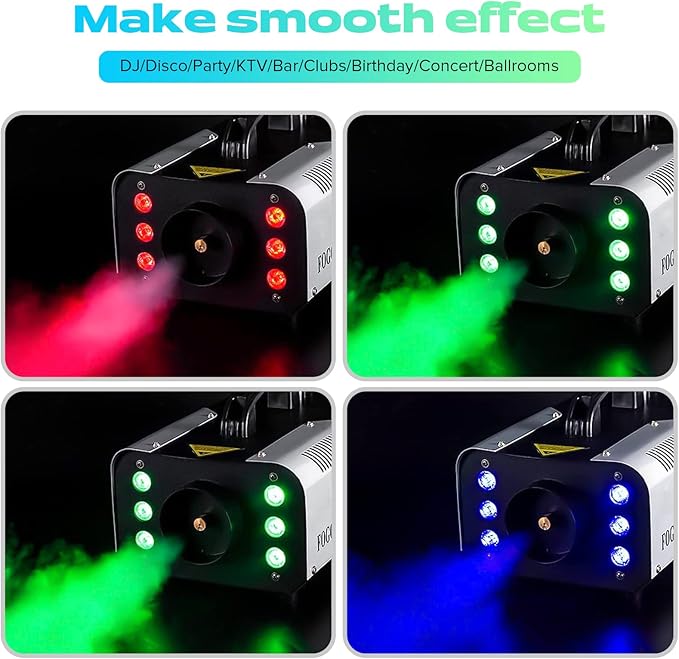 1200W RGB Fog Machine, 6 Colorful LED Lights - Image 4