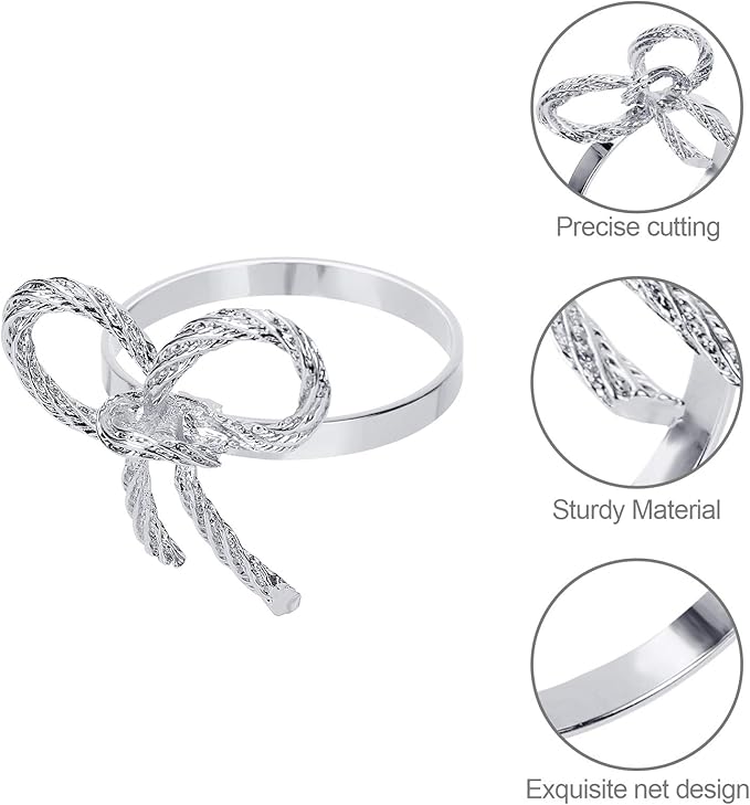 Pack of 12 Napkin Rings Alloy Hollow Out Flower Napkin Holder Dinning Table - Image 7