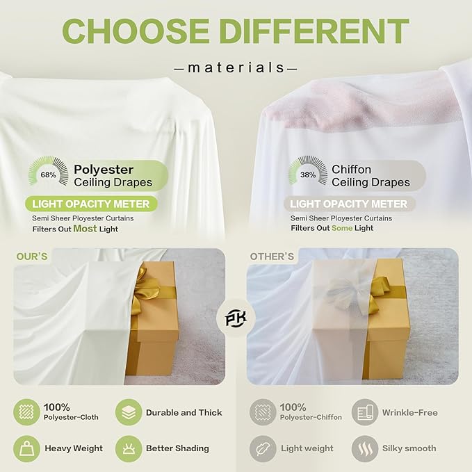 PartyVillage 50ft×15ft Ivory Backdrop Curtain - Image 4