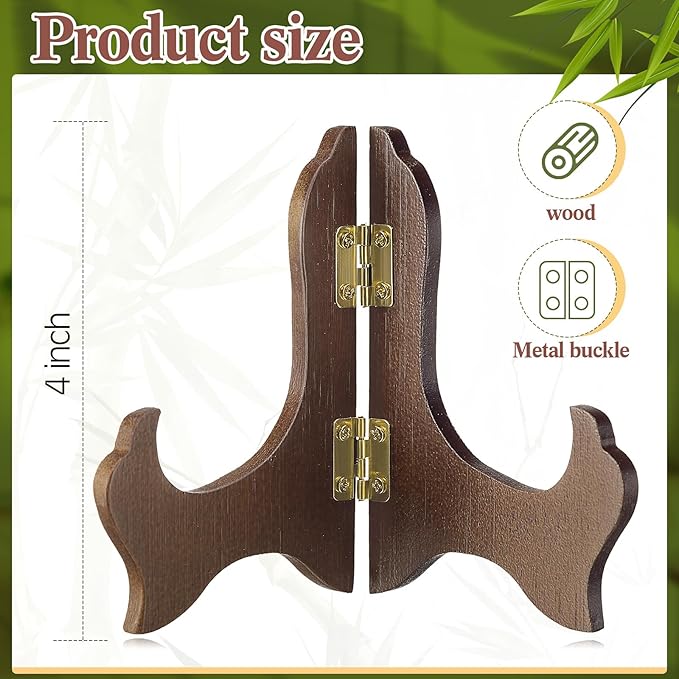 Tatuo 4 Packs Wooden Display Stand Decorative Plate Stands - Image 2