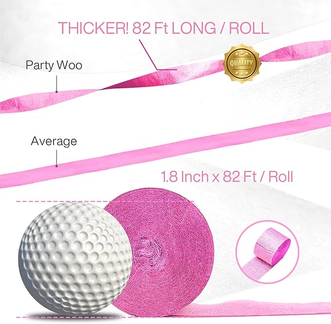 PartyWoo Crepe Paper Streamers 4 Rolls 328ft, Pack of Hot Pink Crepe Paper - Image 3