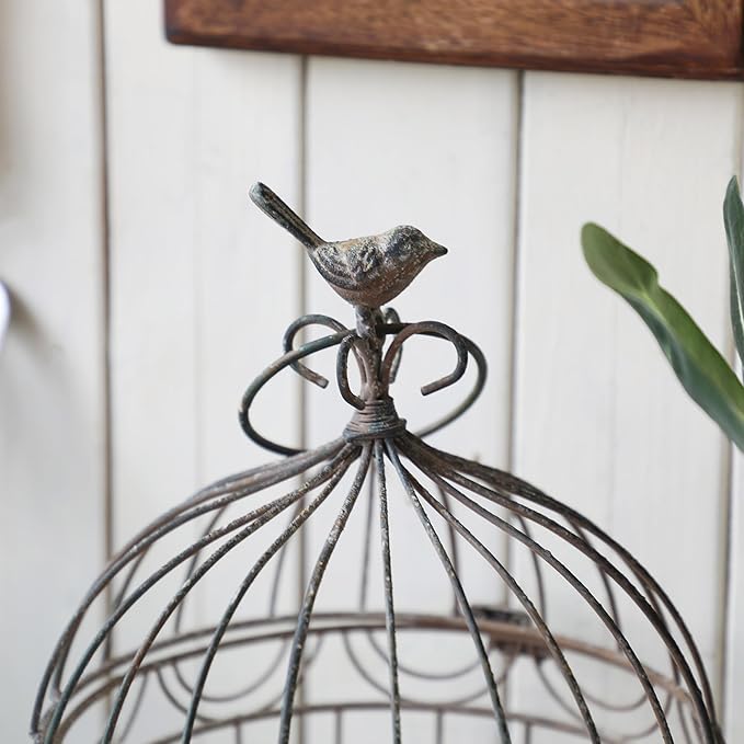 Rustic Farmhouse Metal Planter Holder Vintage Birdcage Distressed Deractive - Image 9