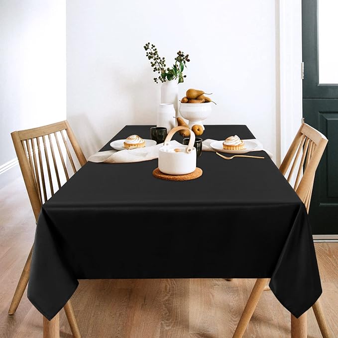 sancua 2 Pack Black Tablecloth 60 x 102 Inch, Rectangle 6 Feet Table Cloth - Image 2