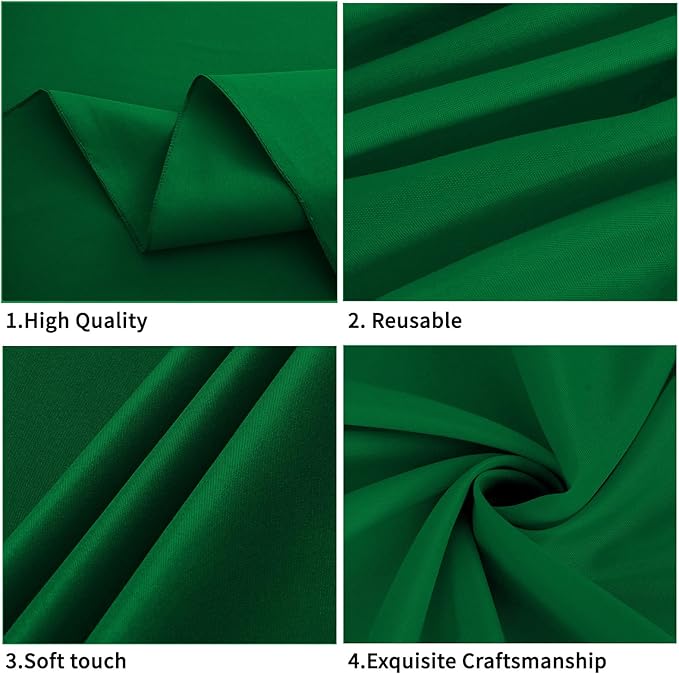 Hunter Green 6 Pack Polyester Table Cloth 60 x 84 Inch, Rectangle Tablecloths - Image 2