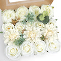 AmyHomie Ivory Artificial Flowers Combo Silk Mix Peony Rose Hydrangea Fake by AmyHomie
