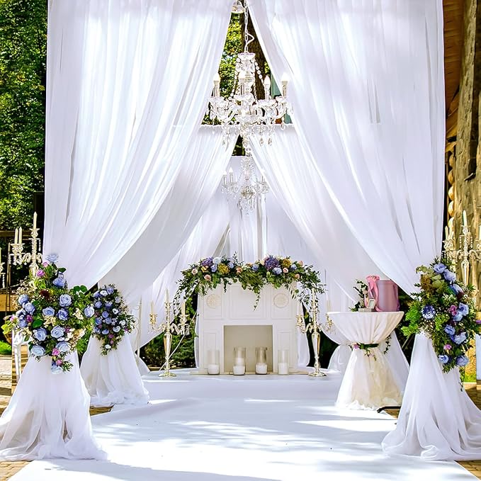 PARTISKY 10x10ft White Chiffon Sheer Backdrop Curtains -Wrinkle-Free Drapes - Image 9