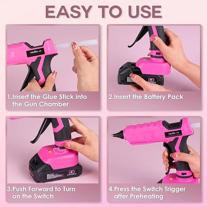 Hot Glue Gun, 20V Pink Cordless Glue Gun - Image 6