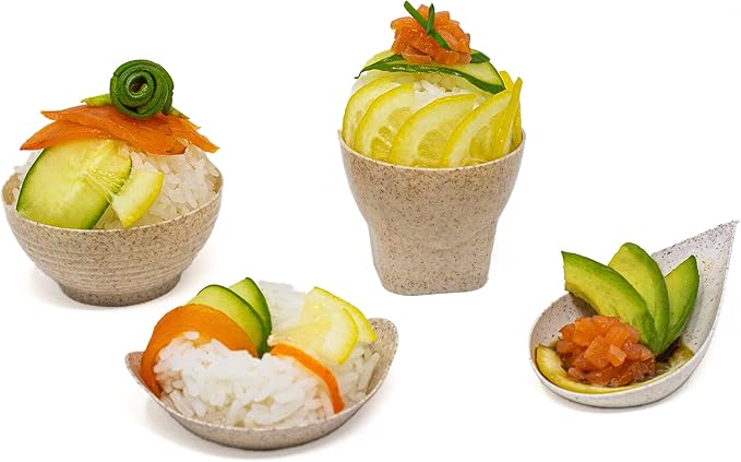 50 Pack Eco-Wheat 3 oz. Asian-Style Mini Wheat Plastic Bowl - Image 8