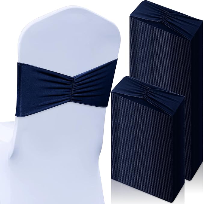 Moukeren 100 Pcs Spandex Chair Sashes Bows Bands Slider Sashes by Moukeren