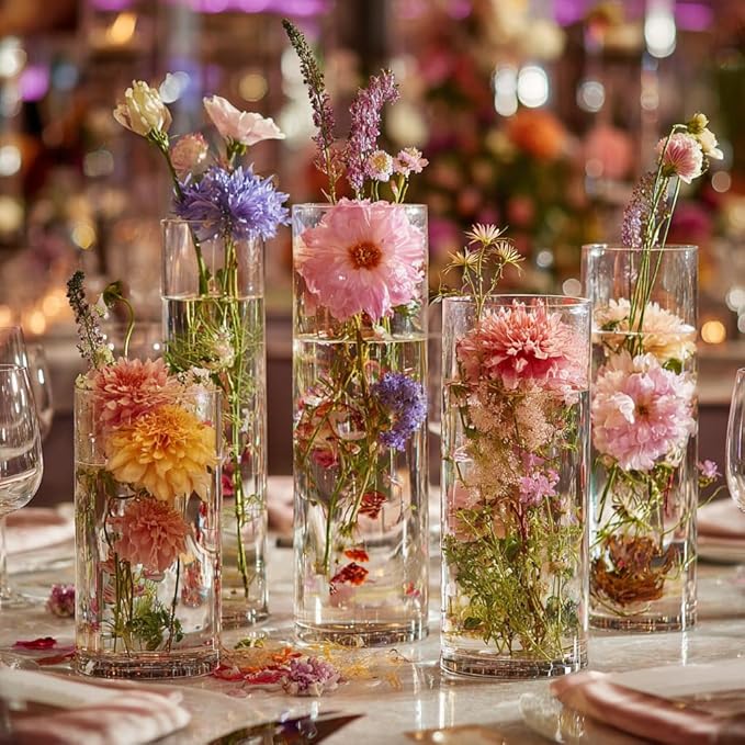 15pcs Clear Glass Vase for Centerpieces, 10 inch Tall Cylinder Flower Vase Bulk - Image 5
