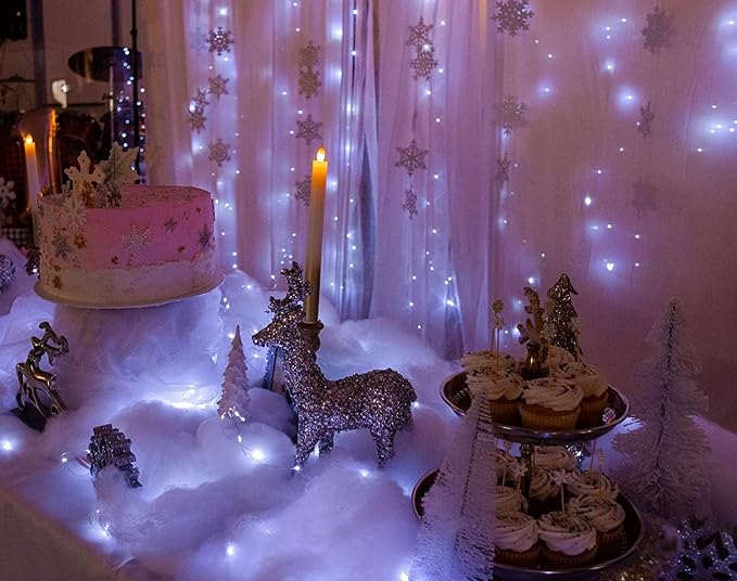 300LED Fairy Curtain Lights, 9.8x9.8Ft Warm White USB Plug in 8 Modes & Timer - Image 9