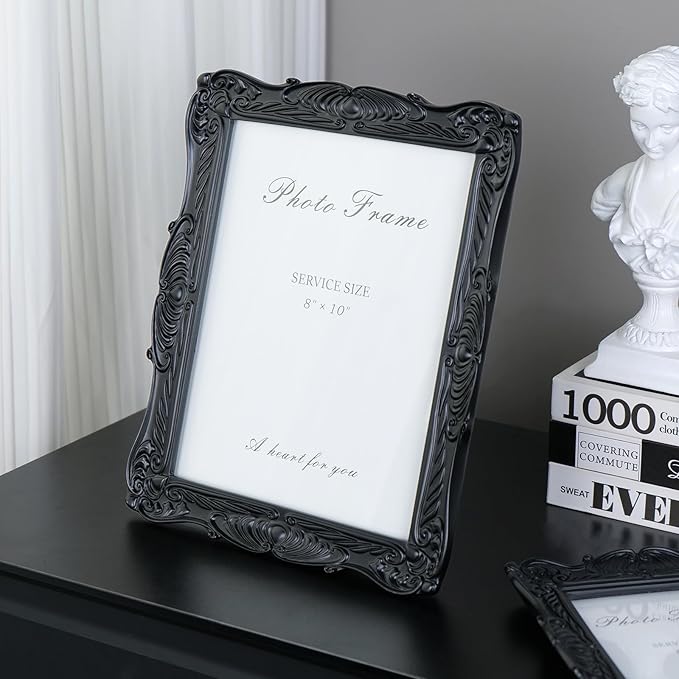 Cuspin Black 8x10 Picture Frame, Vintage Ornate Decorative Hand-Carved Resin - Image 3